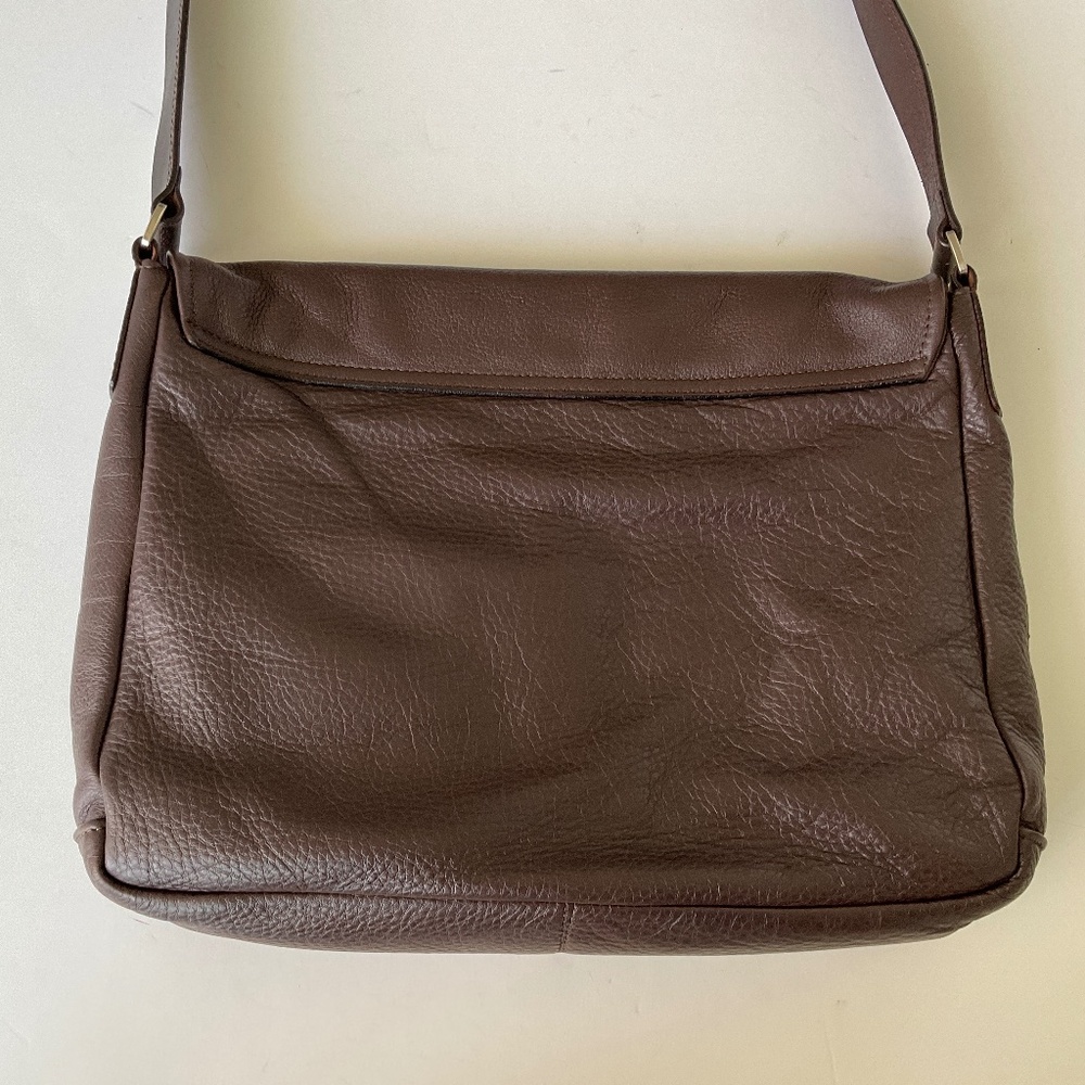 BARNEYS NEW YORK COLLECTION Brown Soft Leather Messenger Bag Made in Italy - Picture 7 of 10